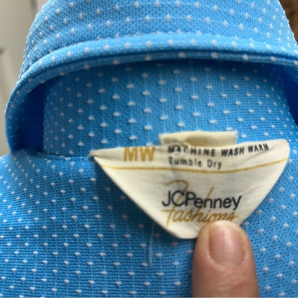 AWESOME Vintage 60' 70' Mod Dagger Collar JC Penny Light Blue Pockets Dress - Picture 16 of 16